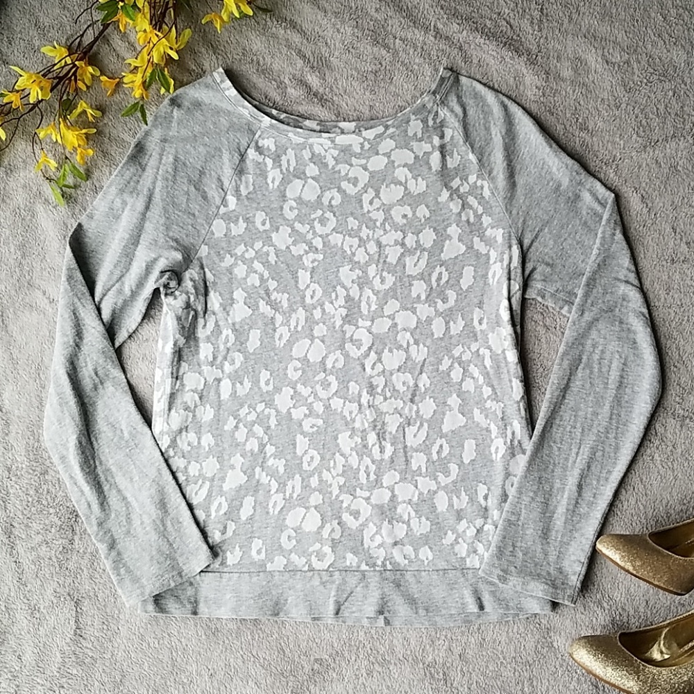 Ann Taylor LOFT Grey & White Animal Print Sweater